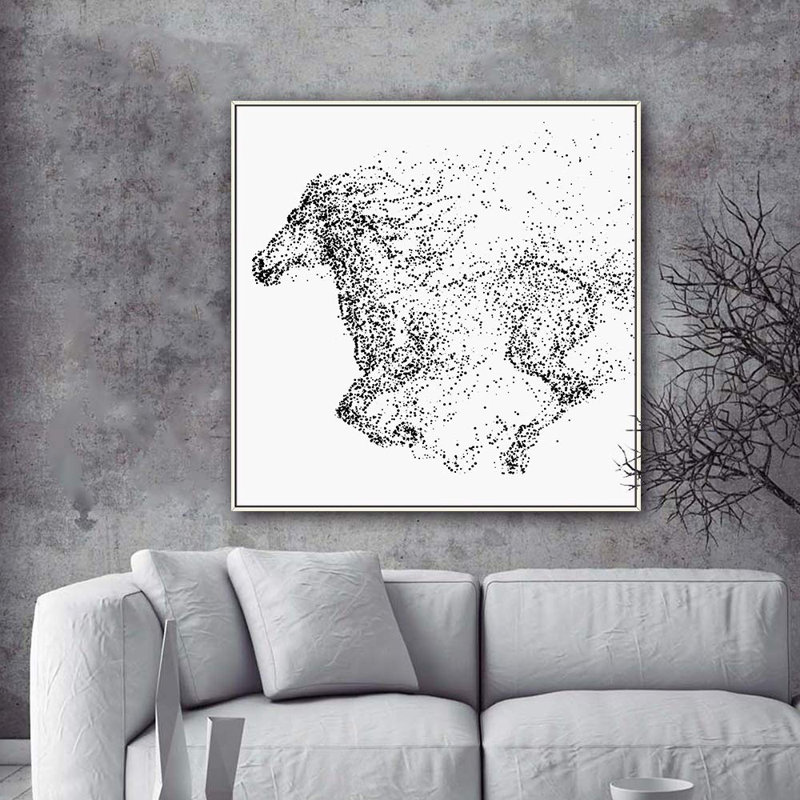 H15 Abatract, reproduction d'art sur toile, Blanc, H 16 po x l 16 po