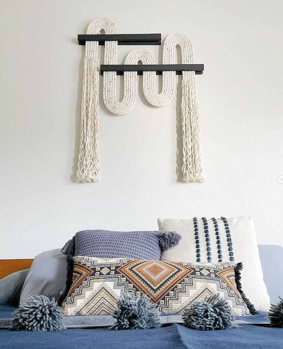 Vibrato Hand-Woven Cotton Wall Hanging, Ivory/Black Speckles