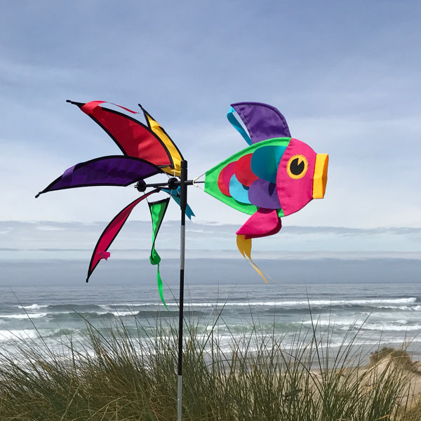 in The Breeze 2722 Rainbow Damselfish Ground Spinner - Colorful Wind Decoration