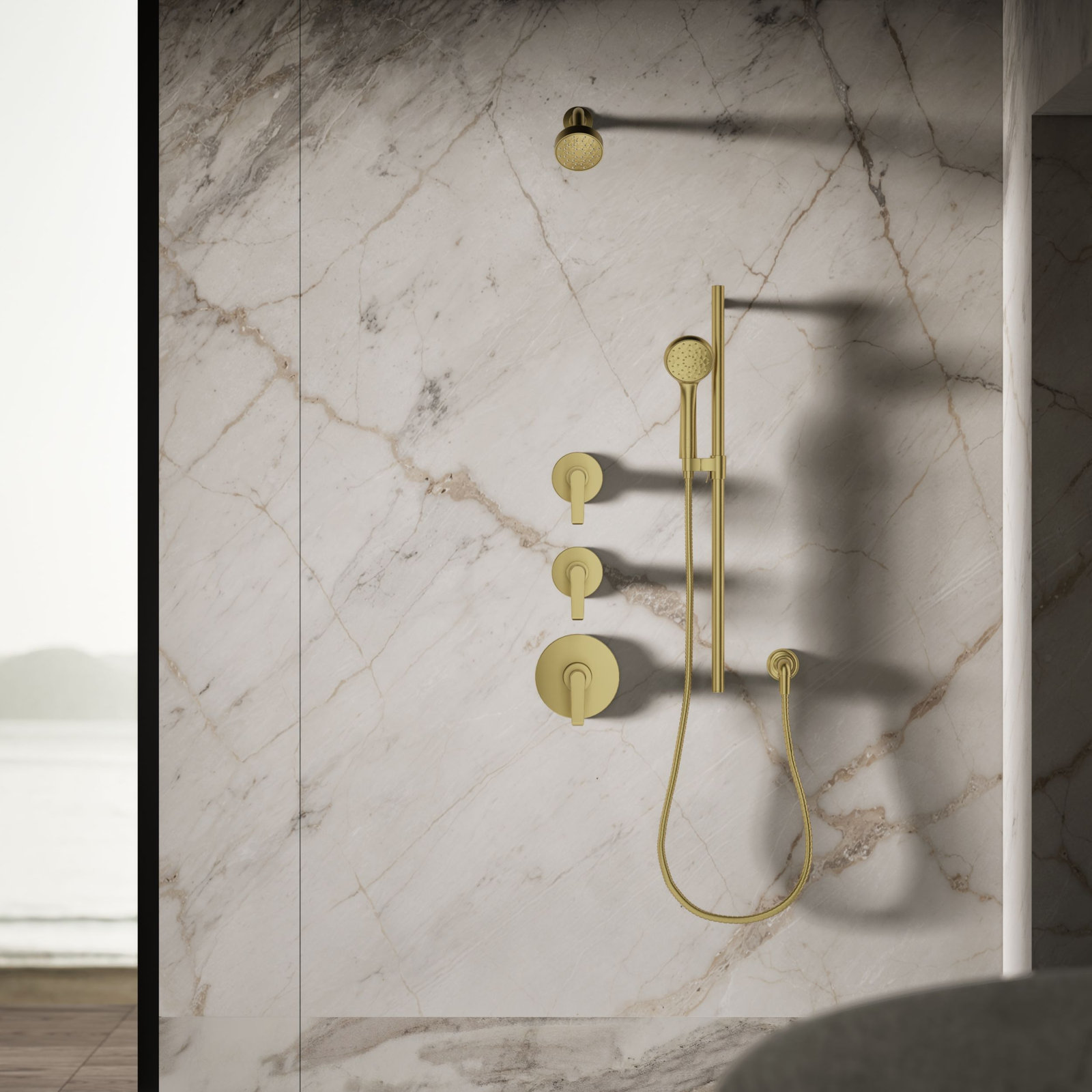 Awaken G90 Single-Function Fixed Shower Head, Vibrant Brushed Moderne Brass,  1.75 GPM