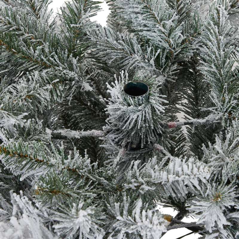 9Ft Pre-Lit Snow Flocked Pencil Christmas Tree, Fir Hinged Slim Skinny Corner Xmas Tree with 170 Incandescent Warm White Lights & Snow Branch Tips