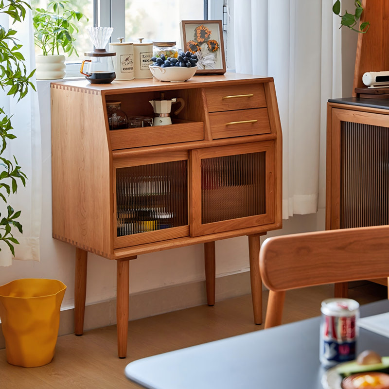 31.50"Solid Wood Cherry Wood brown Sideboard