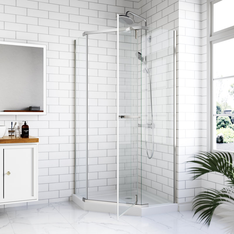 36 in. W x 72 in. H Neo Angle Pivot Frameless Corner Shower Enclosure with Crystal Clear Tempered Glass, Chrome