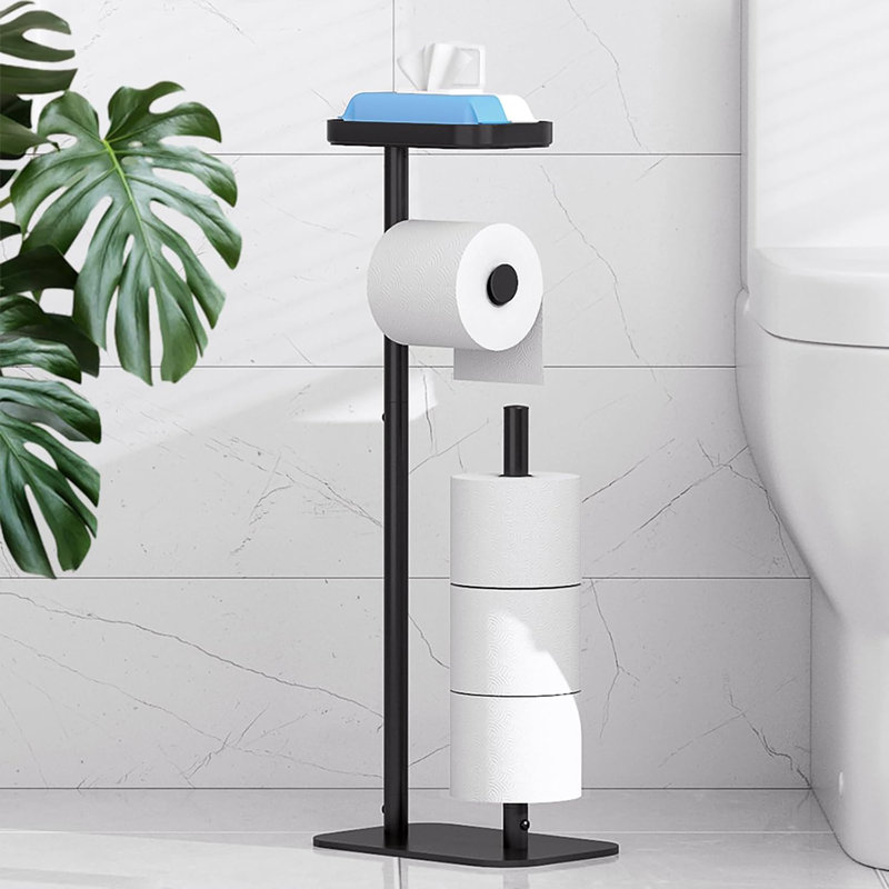 Porte-papier hygiénique sur pied, Noir