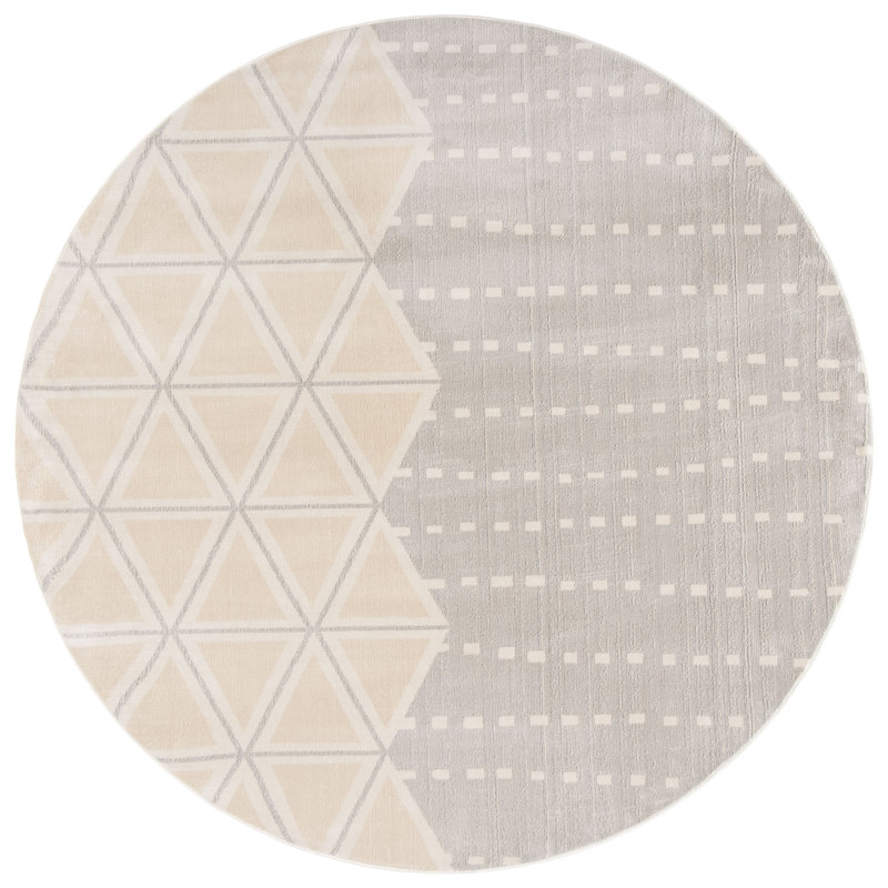 Aslin Gray Area Rug, Round 6'7"