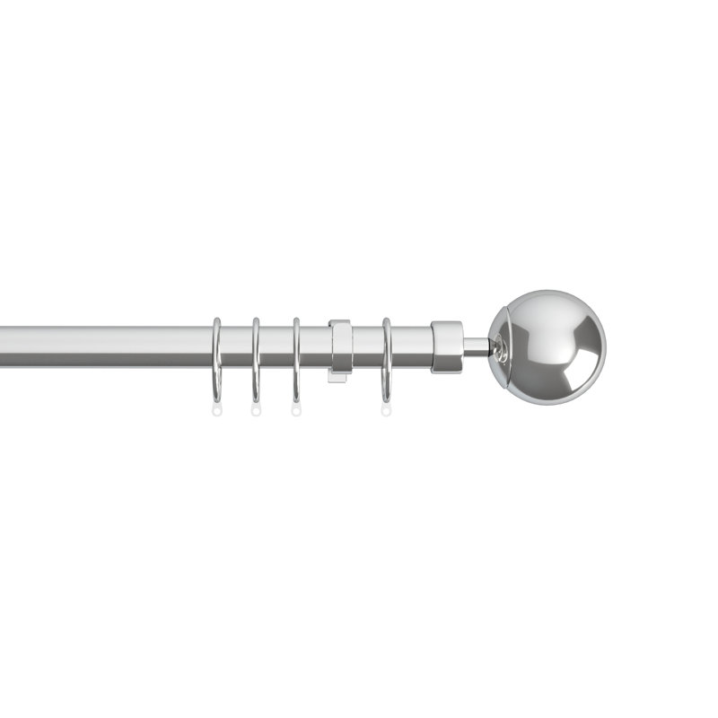 Nehohmi 22-25mm Ball Curtain Pole, Chrome, 6cm H x 118.11cm W x 8.6cm D