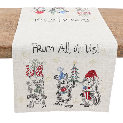 Irving Place Animal's Fun Holiday Party Embroidered Table Runner