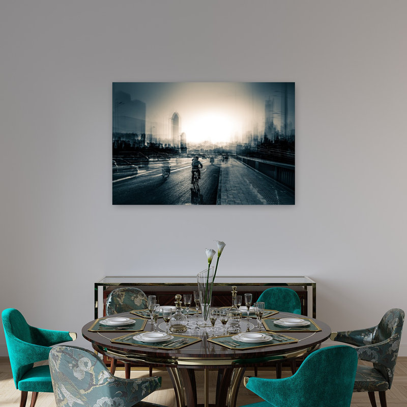 «Urban Ride Abstract Dramatic Modern City Landscape», reproduction d'art mural, 32" H x 48" W