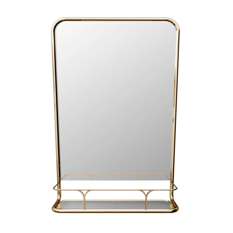 Boogie Rectangle Brass Beveled Wall Mirror, White