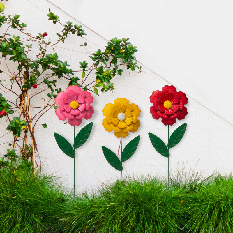 Ensemble de 3 piquets de jardin dimensionnels en métal ou décoration murale