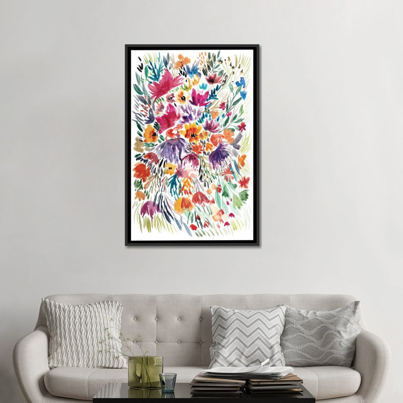 Floral Field II by Albina Bratcheva - Print, 26" H x 18" W x 1.5" D, Black Framed Canvas, No Mat