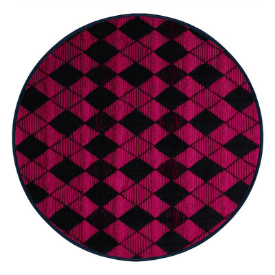Machine Washable Checkered Purple Area Rug