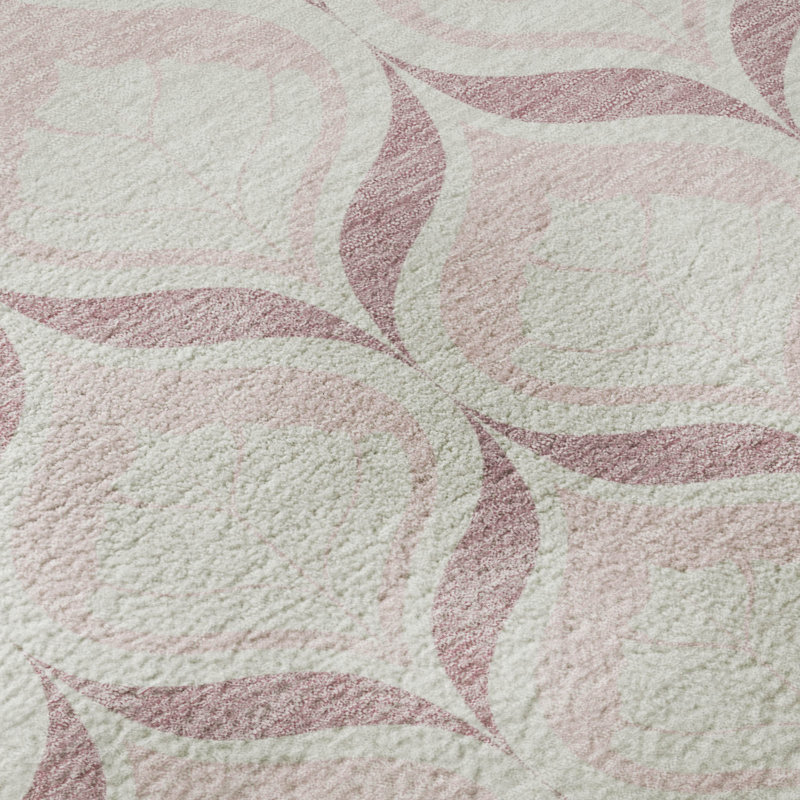 Tapis Ikat Mayfield AMF2379 lavable à la machine de qualité supérieure, Rose, 8 pi x 10 pi