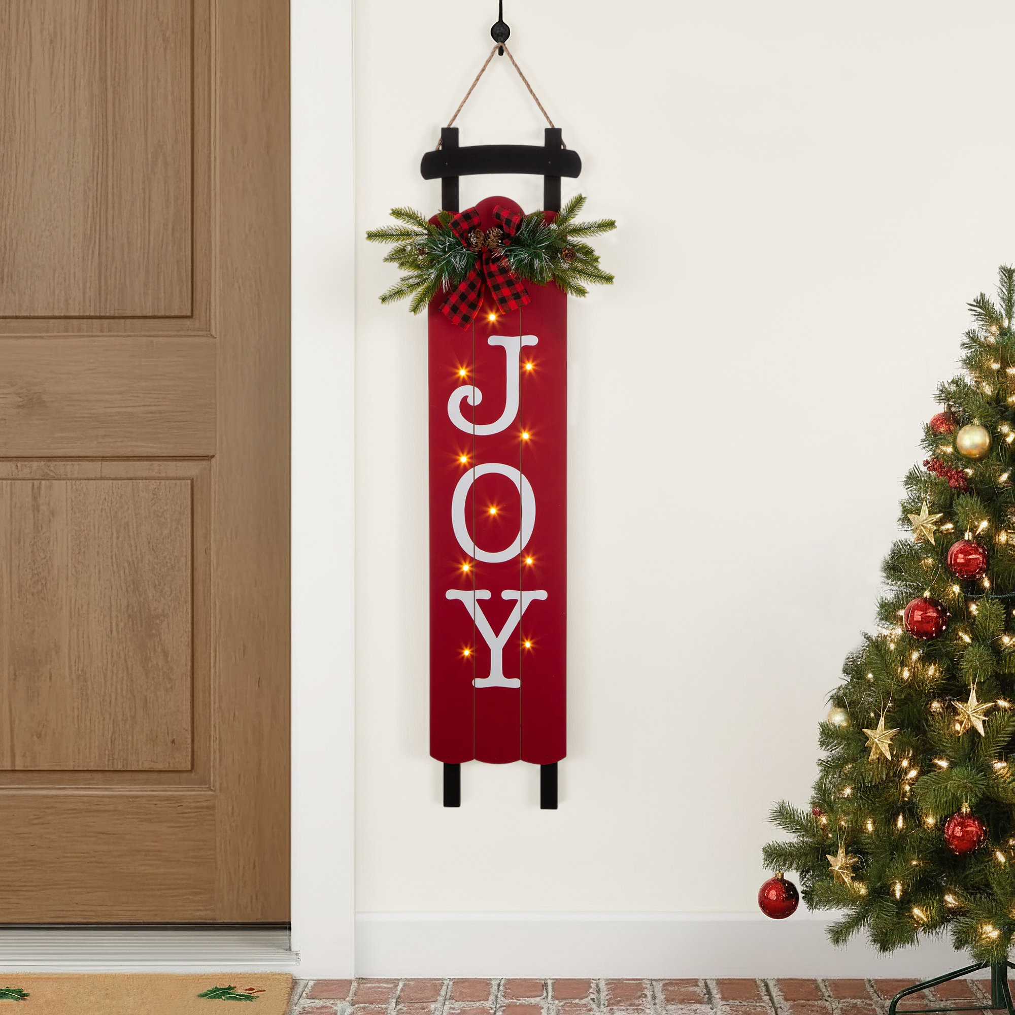 Junno Wooden Sleigh JOY Porch Sign