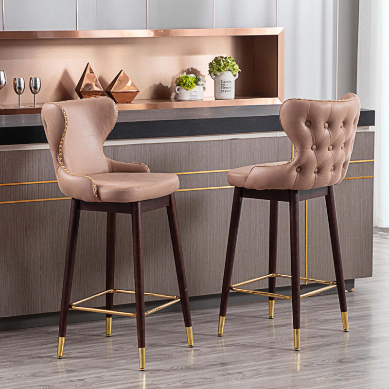 Ensemble de 2 tabourets de bar Delasia, Kaki