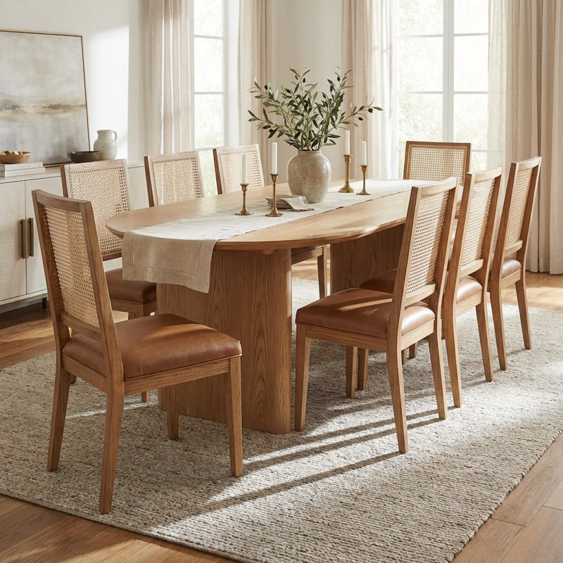 Beckmann 8-Piece Upholstered Dining Side Chair Set, 8, Borneo Chocolate, Nettlewood