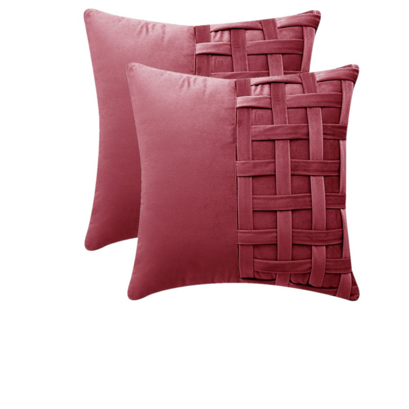 Velvet Bold Cross Velvet Geometric 18'' Throw Pillow Cover, Pillow Cover Only - No Insert, Wine Red