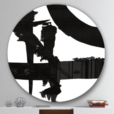 «Black and White Crossing Paths I», reproduction d'art sur toile, cercle en métal