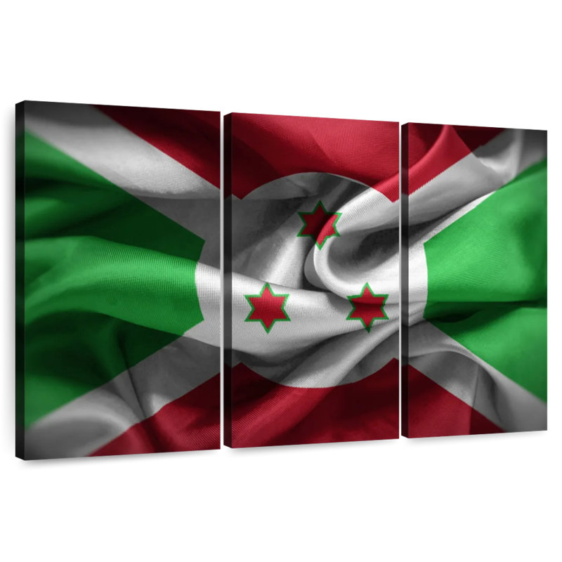 Froissé drapeau burundais, H 20 po x l 33 po