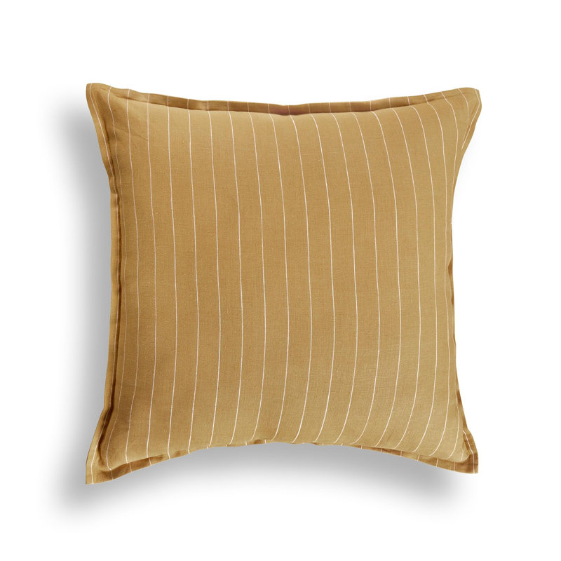 Santa Barbara - 100% Pure Linen Pillow Cover, Camel/White Striped