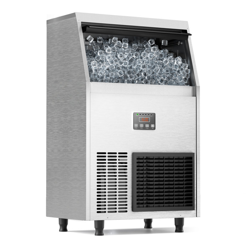 Coolake Commercial Ice Maker Machine 100lbs/24h Under Counter Ice Machine With 33lbs Ice Storage, 115v Air Cooled Stainless Steel Freestanding Ice Machine For Home Restaurant Outdoor