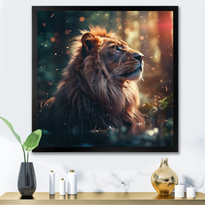 Double exposition Lion in Jungle II - reproduction sur toile