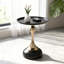 Petite table d'appoint ronde, tables d'appoint minimalistes modernes à piédestal en métal noir pour petits espaces, tables à martini décoratives à cannelures-960164136