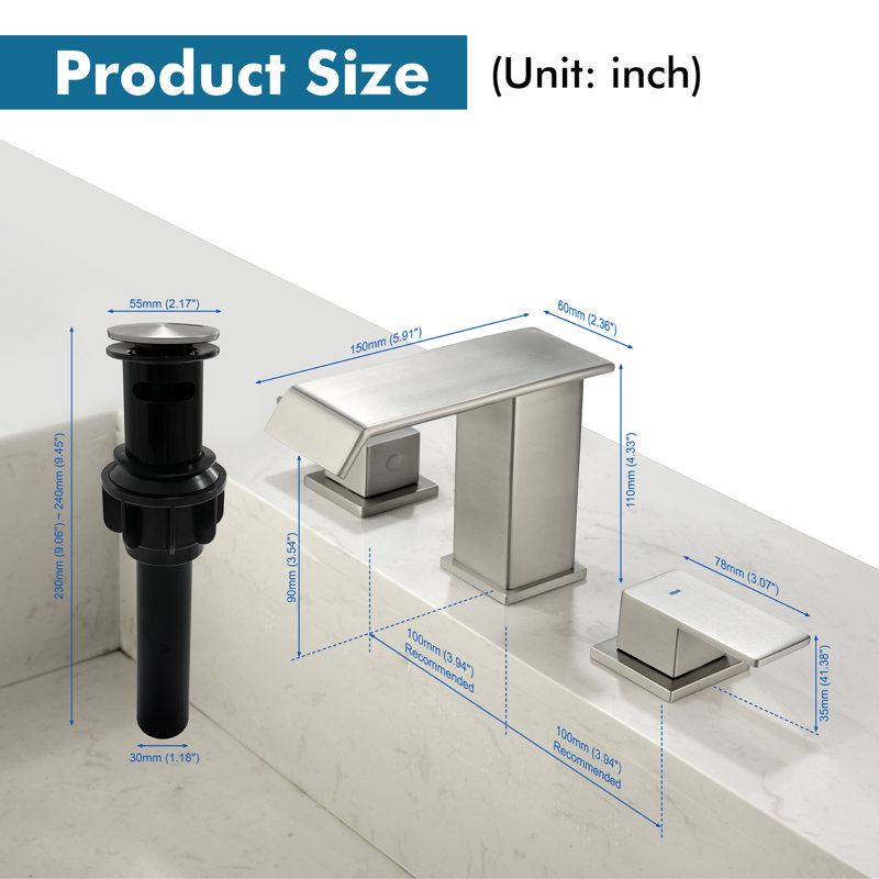 2-handle Bathroom Faucet with Drain Assembly, Brushed Nickel