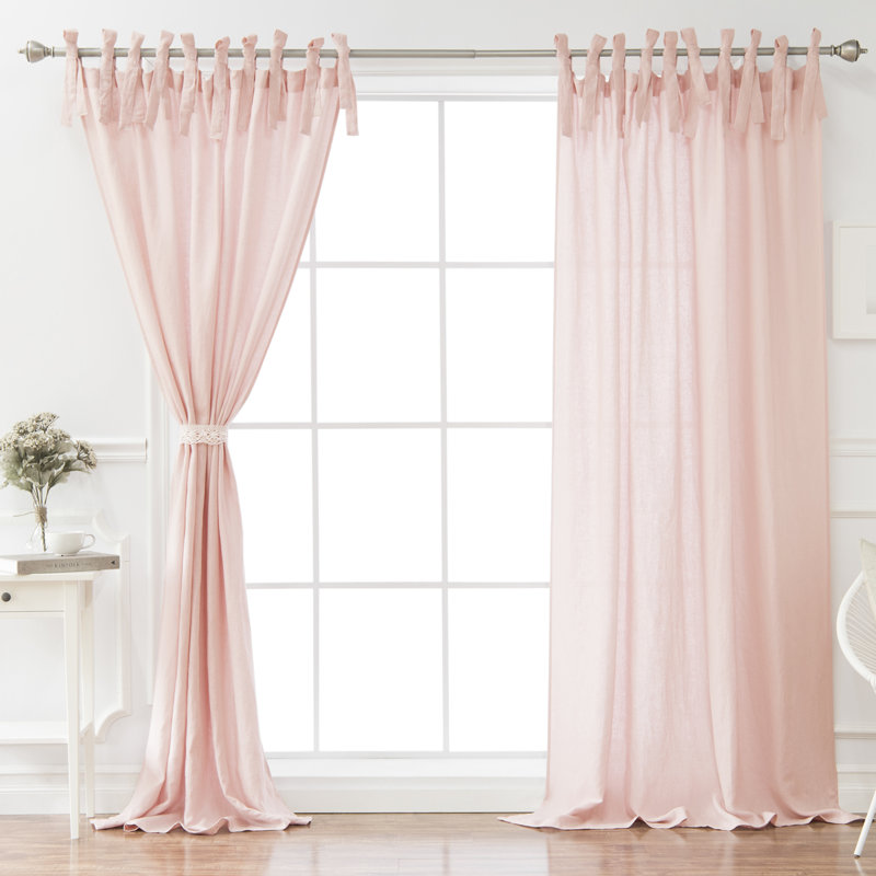 Abelia Semi Sheer Curtain Panel, 52" W x 84" L, Pink