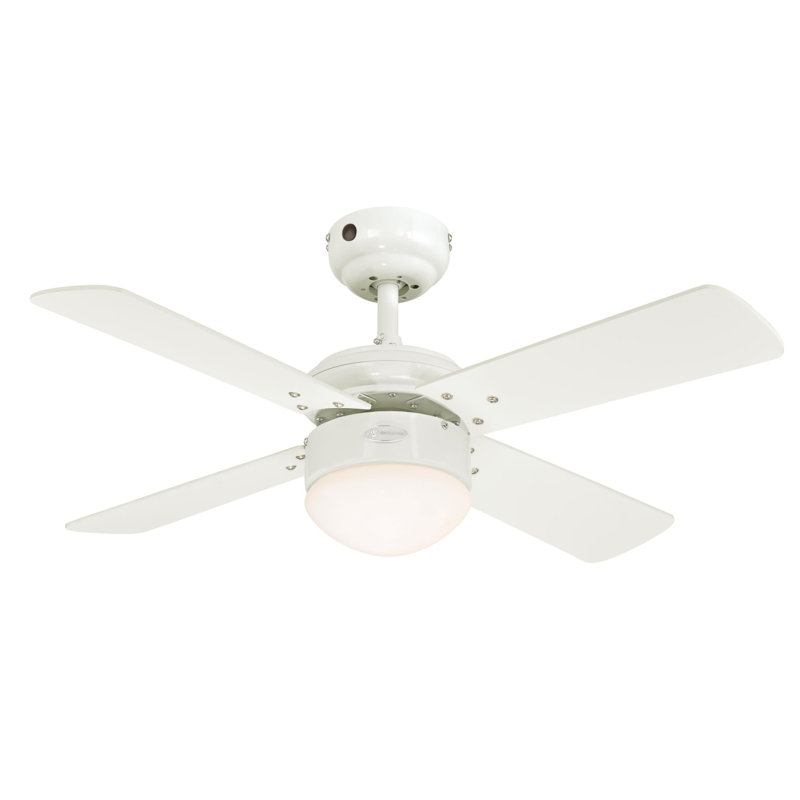 90cm Honna 4 - Blade LED Ceiling Fan with Remote Control and Light Kit Included, White with fan blades