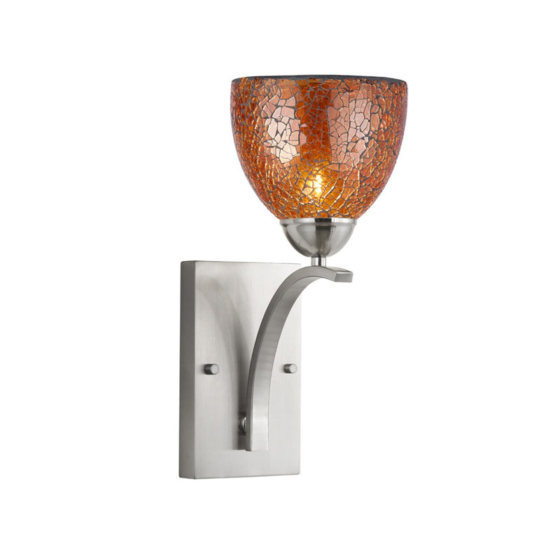 Gennadius Armed Sconce, Amber Mosaic Glass, Satin Nickel