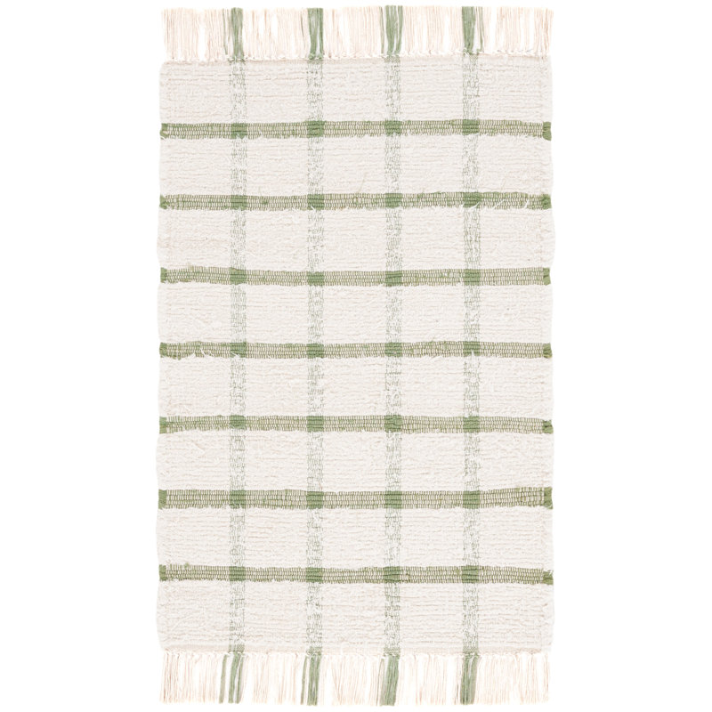 Nuriye Handwoven Recycled Cotton Plaid Rug, Rectangle 3' x 5'