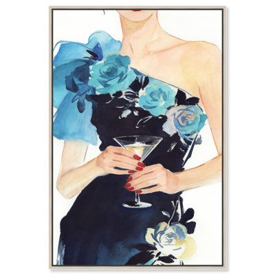 «Midnight Bloom - Ira Colmeva», reproduction d'art sur toile encadrée Art Martini par Art Remedy, cadre argenté, 36 x 54
