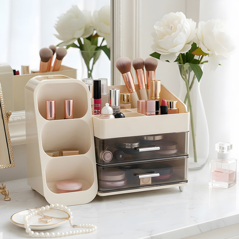 Plastic / Acrylic Makeup Organiser, Beige