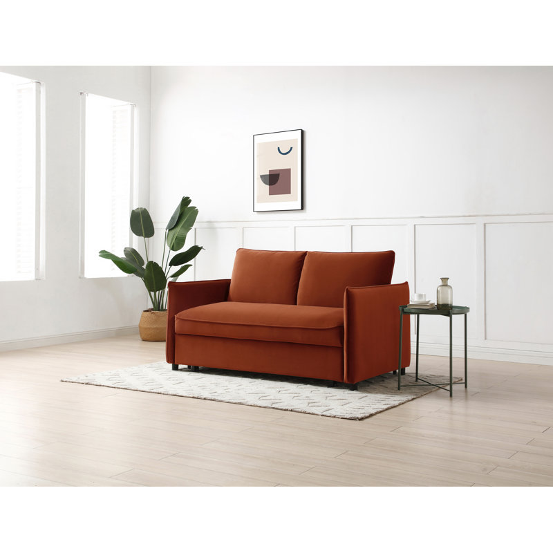 Betty 2 Seater Velvet Sofa Bed, Orange