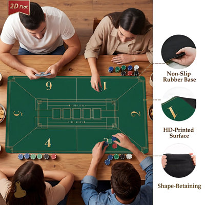 Texas Holdem, plateau de table Golden Art Deco, tapis de poker robuste, surface sans frottement, tapis de table, bords cousus, tapis de bureau large, tapis de souris, plateau de table, collection de cartes, stratégie, amateurs de cartes, cadeau des colle