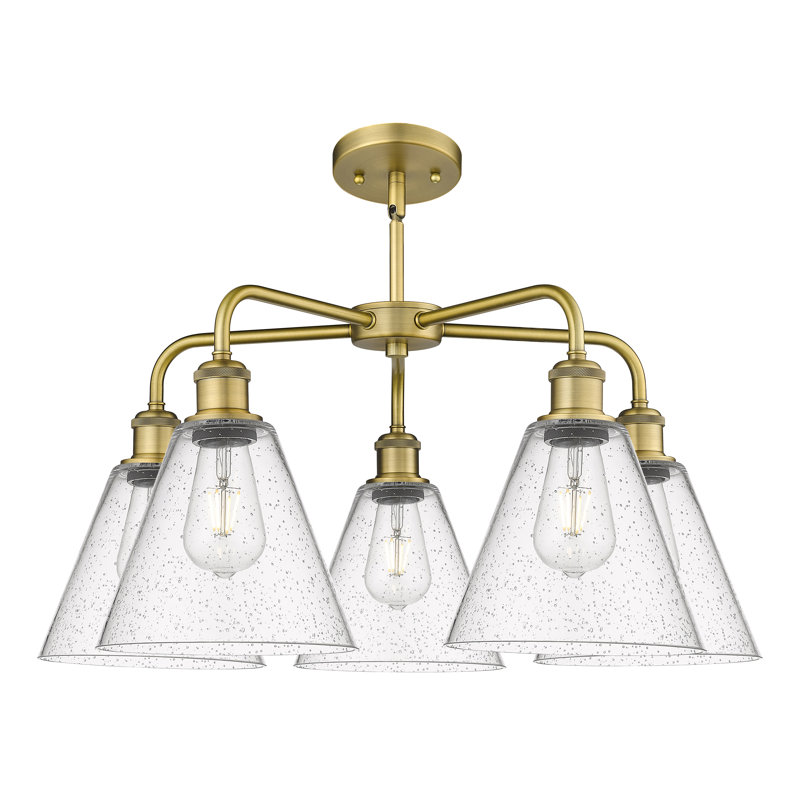 Lustre conique à 5 lumières Mallery, Laiton brossé