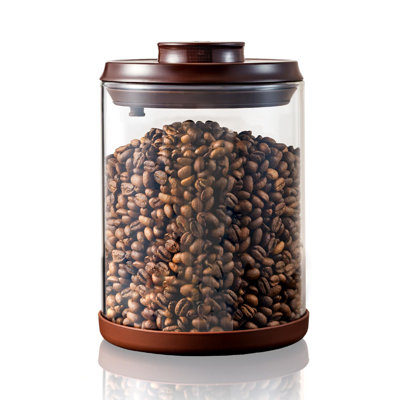 Large Coffee Canister 18 Oz, Airtight Food Storage Container With Pop Lid, CO2-Release Valve, High Borosilicate Glass Contianers For Tea Coffee Bean S
