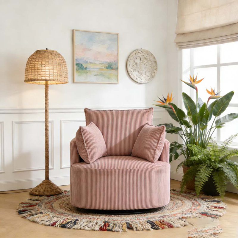 Latitude Run® Swivel Accent Chair,Round Swivel Barrel Chair,Armchair ...