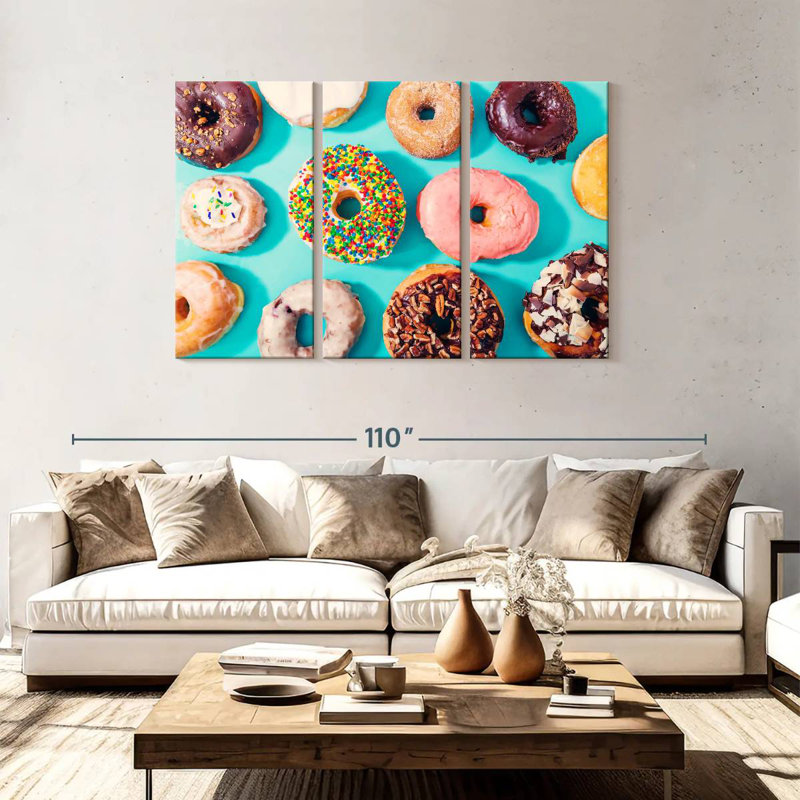 Yarlin Doughnuts On Teal, 48" H x 74" W
