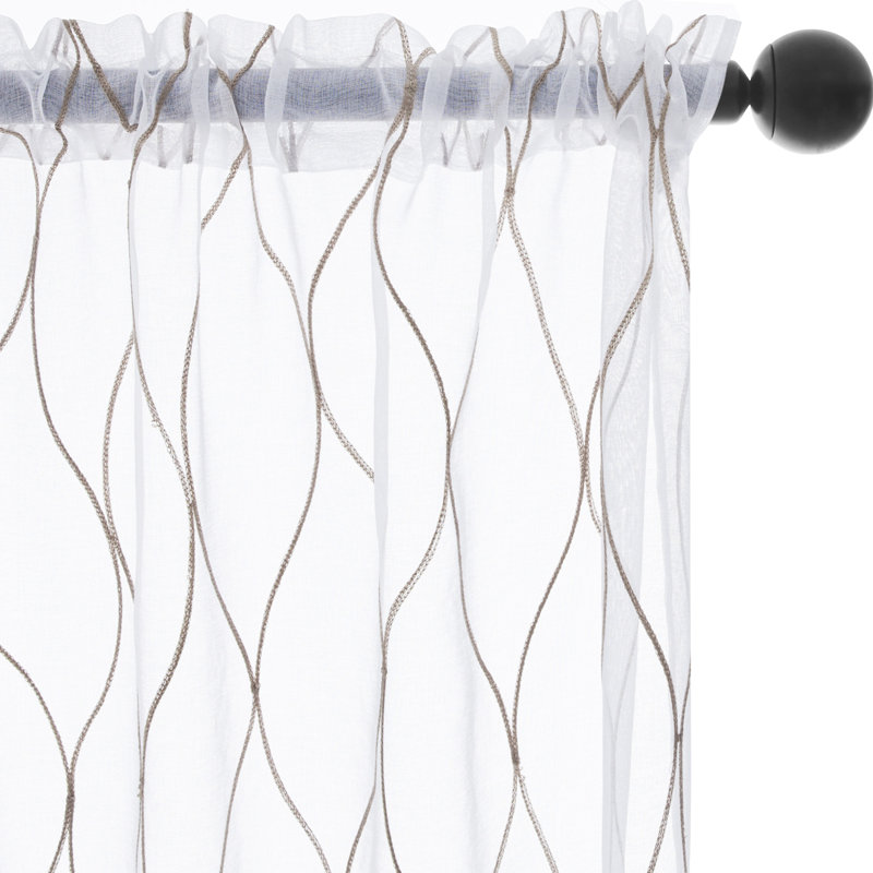 Bravar Sheer Curtain Pair, 52" W x 84" L, Khaki