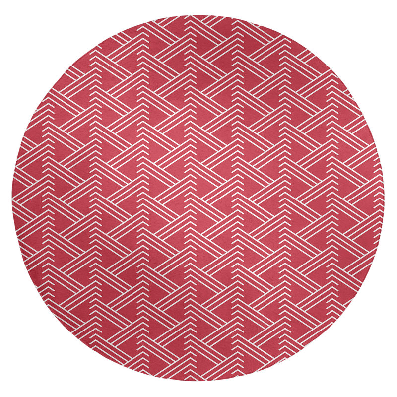 Tapis rouge/blanc zig zag, Rond 5 pi