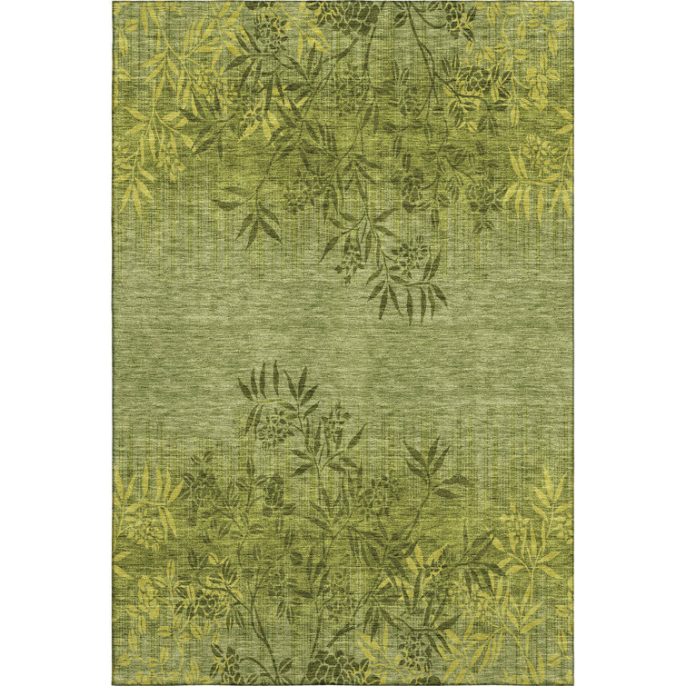 Premium Machine Washable Prisco Olive Rug