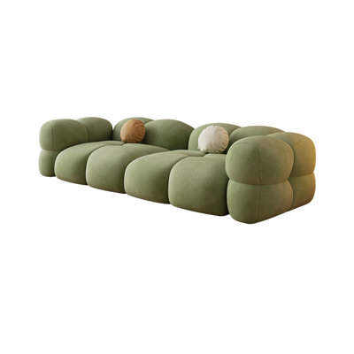 Cream cloth living room in-line sofa
