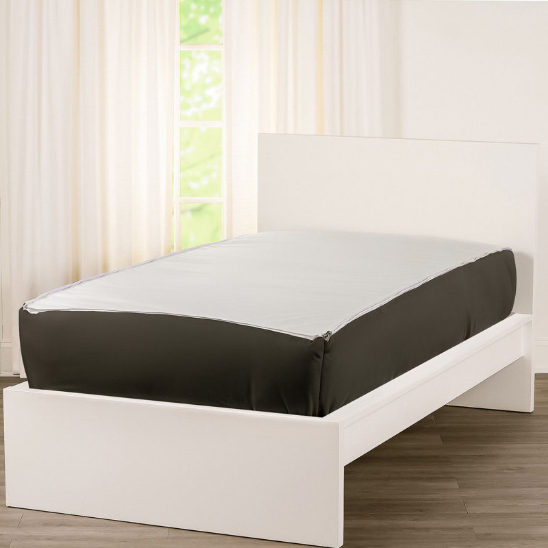 Twin Black Metal Frame Upholstered Platform Bed with Microfiber