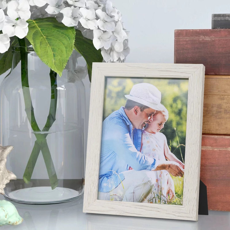 Cadre photo en bois, 6 po x 8 po, Blanc rustique