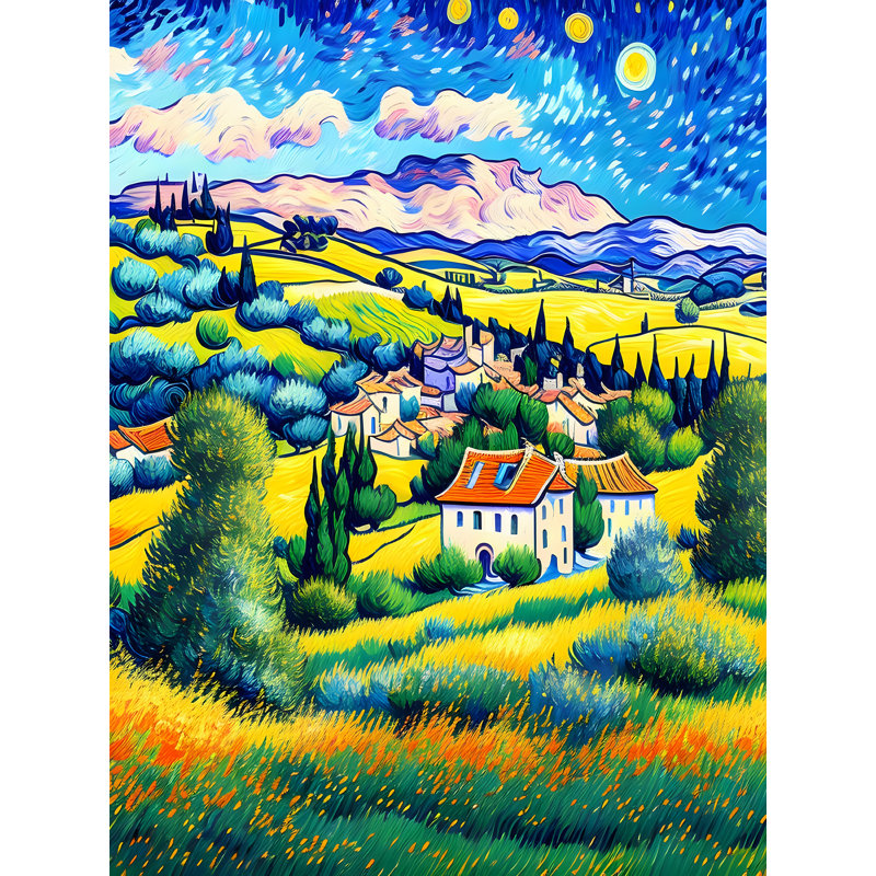 Village dans les hauteurs de Provence I, H 32 po x l 24 po
