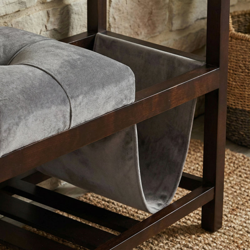 Banc d'entrée avec rangement et étagère à chaussures Oliver, bois espresso et gris Oliver