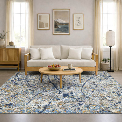 Premium Machine Washable Mayfield AMF2389 Abstract Rug