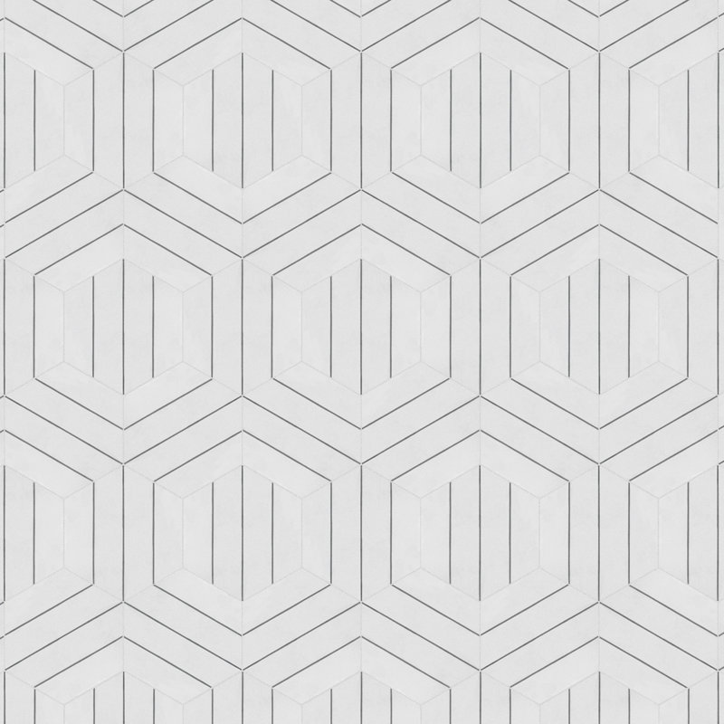Carreau de porcelaine à motif hexagonal 9 po x 10 po Portas Savona, Blanc / Anthracite